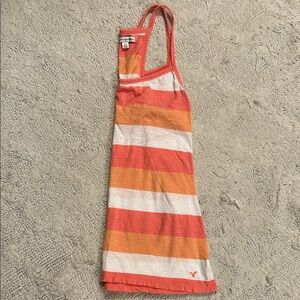 American Eagle Vintage Orange, Pink, and White Striped Racerback Tank